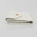 CHANEL Bicolore Bifold Wallet Caviar Skin White Gold Tone CC Auth 194133A-5
