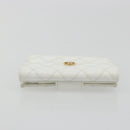 CHANEL Bicolore Bifold Wallet Caviar Skin White Gold Tone CC Auth 194133A-6
