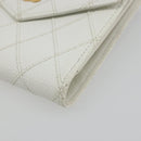 CHANEL Bicolore Bifold Wallet Caviar Skin White Gold Tone CC Auth 194133A-8