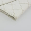 CHANEL Bicolore Bifold Wallet Caviar Skin White Gold Tone CC Auth 194133A-9