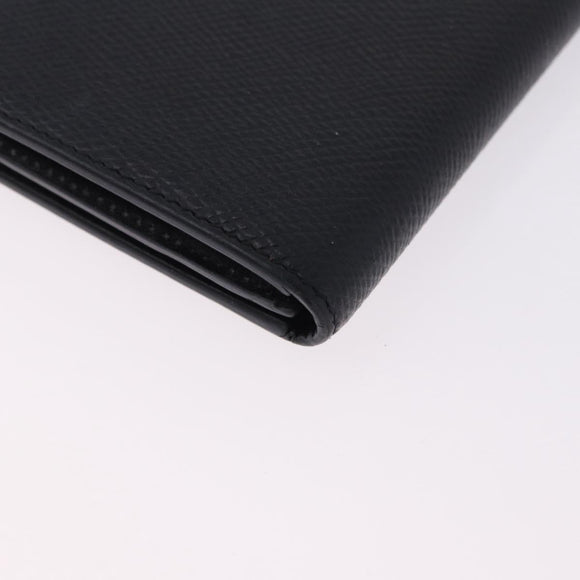 CELINE Medium Strap Wallet Leather Black Gold Auth 194135A