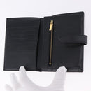 CELINE Medium Strap Wallet Leather Black Gold Auth 194135A-13
