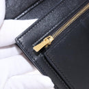 CELINE Medium Strap Wallet Leather Black Gold Auth 194135A-17