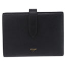 CELINE Medium Strap Wallet Leather Black Gold Auth 194135A-2
