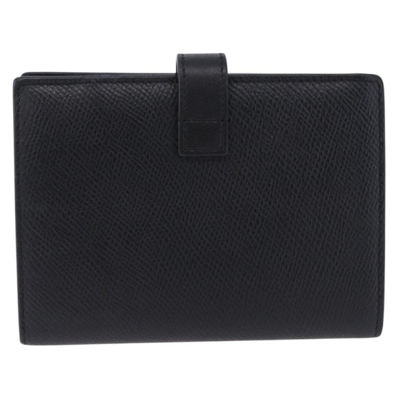 CELINE Medium Strap Wallet Leather Black Gold Auth 194135A