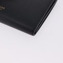 CELINE Medium Strap Wallet Leather Black Gold Auth 194135A-9