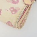 Christian Dior Saddle Chain Shoulder Bag Canvas Pink Silver Auth 194136-10