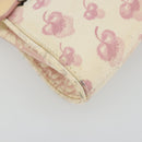 Christian Dior Saddle Chain Shoulder Bag Canvas Pink Silver Auth 194136-11