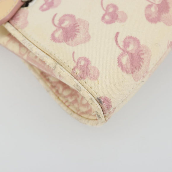Christian Dior Saddle Chain Shoulder Bag Canvas Pink Silver Auth 194136