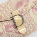 Christian Dior Saddle Chain Shoulder Bag Canvas Pink Silver Auth 194136-15