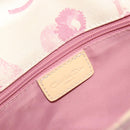 Christian Dior Saddle Chain Shoulder Bag Canvas Pink Silver Auth 194136-17