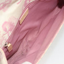 Christian Dior Saddle Chain Shoulder Bag Canvas Pink Silver Auth 194136-18