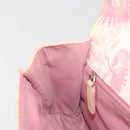 Christian Dior Saddle Chain Shoulder Bag Canvas Pink Silver Auth 194136-20