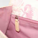 Christian Dior Saddle Chain Shoulder Bag Canvas Pink Silver Auth 194136-21
