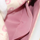 Christian Dior Saddle Chain Shoulder Bag Canvas Pink Silver Auth 194136-22