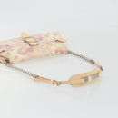 Christian Dior Saddle Chain Shoulder Bag Canvas Pink Silver Auth 194136-7