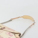 Christian Dior Saddle Chain Shoulder Bag Canvas Pink Silver Auth 194136-8