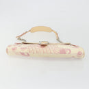 Christian Dior Saddle Chain Shoulder Bag Canvas Pink Silver Auth 194136-9