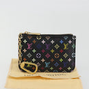 LOUIS VUITTON Multicolor Pochette Cles NM Coin Purse Black M60279 Auth 194139M-12