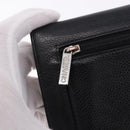 CHANEL COCO Mark Bifold Wallet Caviar Skin Black Silver CC Auth 194143A-12