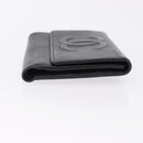 CHANEL COCO Mark Bifold Wallet Caviar Skin Black Silver CC Auth 194143A-4