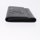 CHANEL COCO Mark Bifold Wallet Caviar Skin Black Silver CC Auth 194143A-5
