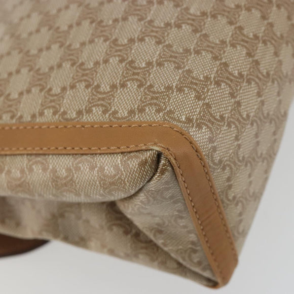 CELINE Macadam Shoulder Bag PVC Leather Beige Gold Tone Auth 194144A