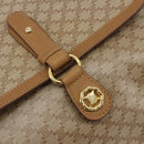 CELINE Macadam Shoulder Bag PVC Leather Beige Gold Tone Auth 194144A-17