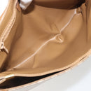 CELINE Macadam Shoulder Bag PVC Leather Beige Gold Tone Auth 194144A-10