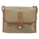 CELINE Macadam Shoulder Bag PVC Leather Beige Gold Tone Auth 194144A-13