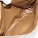 CELINE Macadam Shoulder Bag PVC Leather Beige Gold Tone Auth 194144A-22