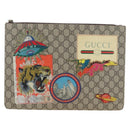 GUCCI GG Supreme Web Sherry Line Courier Bag PVC Beige Gold 474083 Auth 194145V-2