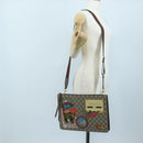 GUCCI GG Supreme Web Sherry Line Courier Bag PVC Beige Gold 474083 Auth 194145V-32