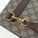 GUCCI GG Supreme Web Sherry Line Courier Bag PVC Beige Gold 474083 Auth 194145V-9