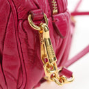 Miu Miu Matelasse Shoulder Bag Leather Pink Gold Tone Auth 194148V-15