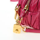 Miu Miu Matelasse Shoulder Bag Leather Pink Gold Tone Auth 194148V-17