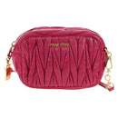 Miu Miu Matelasse Shoulder Bag Leather Pink Gold Tone Auth 194148V-2