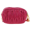 Miu Miu Matelasse Shoulder Bag Leather Pink Gold Tone Auth 194148V-3