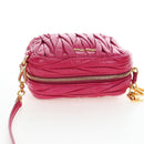 Miu Miu Matelasse Shoulder Bag Leather Pink Gold Tone Auth 194148V-6