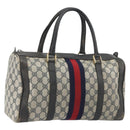 GUCCI GG Supreme Hand Bag PVC Leather Navy Gold Tone Auth 194149-1