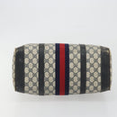 GUCCI GG Supreme Hand Bag PVC Leather Navy Gold Tone Auth 194149-10