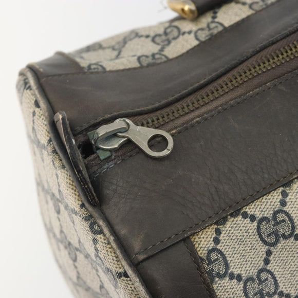 GUCCI GG Supreme Hand Bag PVC Leather Navy Gold Tone Auth 194149