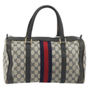 GUCCI GG Supreme Hand Bag PVC Leather Navy Gold Tone Auth 194149-2