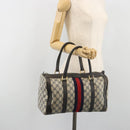 GUCCI GG Supreme Hand Bag PVC Leather Navy Gold Tone Auth 194149-20