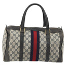 GUCCI GG Supreme Hand Bag PVC Leather Navy Gold Tone Auth 194149-3