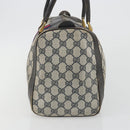 GUCCI GG Supreme Hand Bag PVC Leather Navy Gold Tone Auth 194149-4