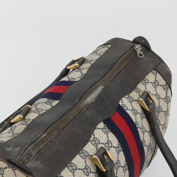 GUCCI GG Supreme Hand Bag PVC Leather Navy Gold Tone Auth 194149