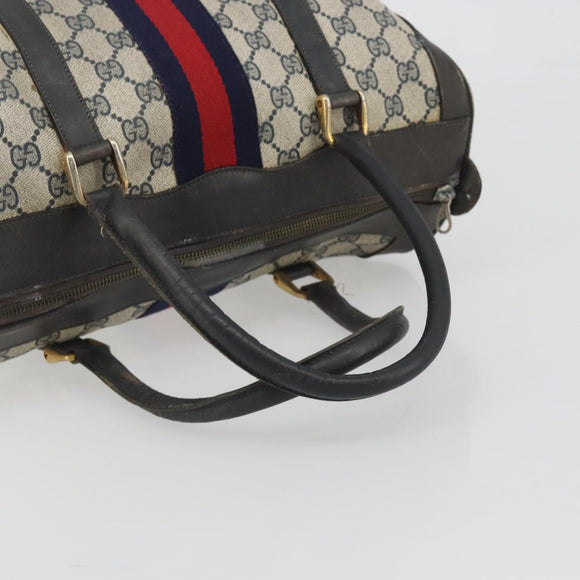 GUCCI GG Supreme Hand Bag PVC Leather Navy Gold Tone Auth 194149
