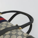 GUCCI GG Supreme Hand Bag PVC Leather Navy Gold Tone Auth 194149-9