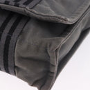 HERMES Fourre Tout Bassas MM Shoulder Bag Canvas Gray Silver Auth 194155-11